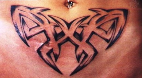 Tribal Tattoo On Belly